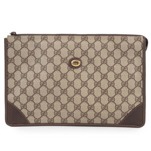 Gucci Old Clutch Bag Second 97 01 029 PVC Leather Brown Women's GUCCI
